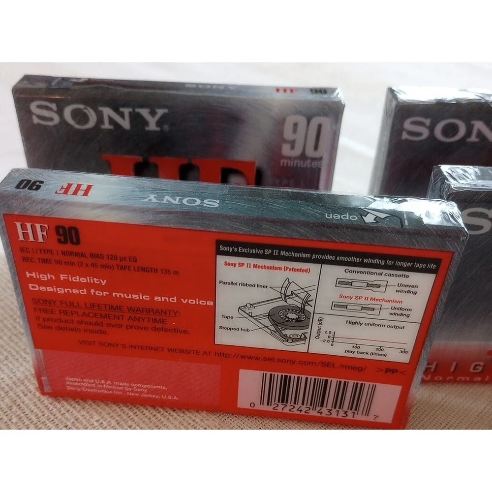 Sony HF 90 High Fidelity Normal Bias Audio. Cassette Tapes (Set of 4) 90 Min NEW